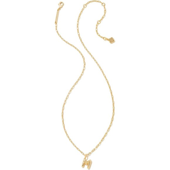 Gold-Plated Letter M Crystal Pendant Necklace, Dainty 16" Chain, Perfect Gift fo - Picture 2 of 3